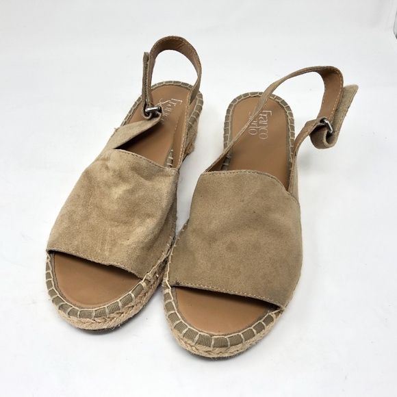 Franco Sarto Leanne Tan Suede Espadrille Sandals 9 - Picture 1 of 8
